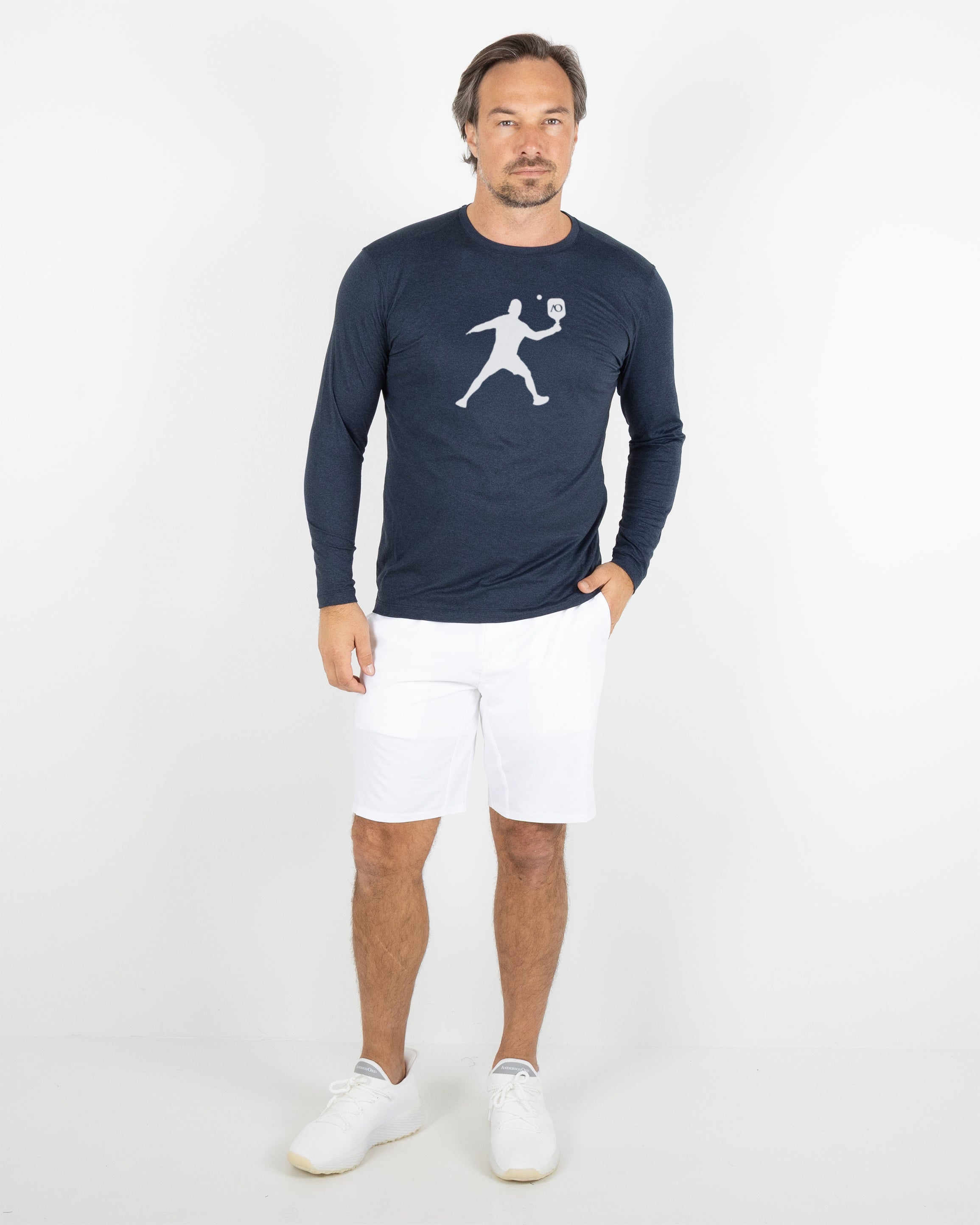 Butter T Long Sleeve Pickleball Silhouette - Navy Heather