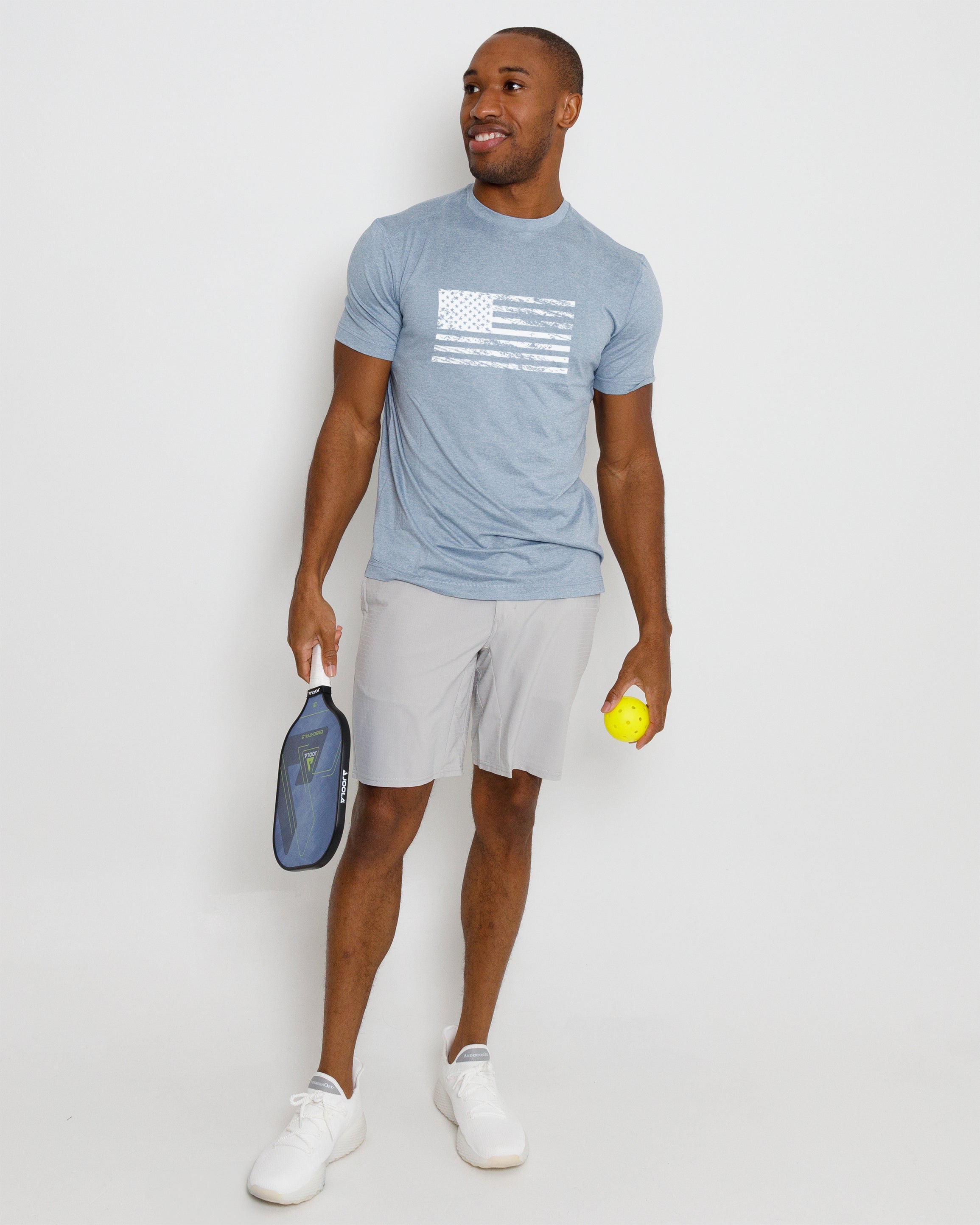 Butter T Vintage Flag - Blue Fog Heather