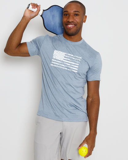 Butter T Vintage Flag - Blue Fog Heather