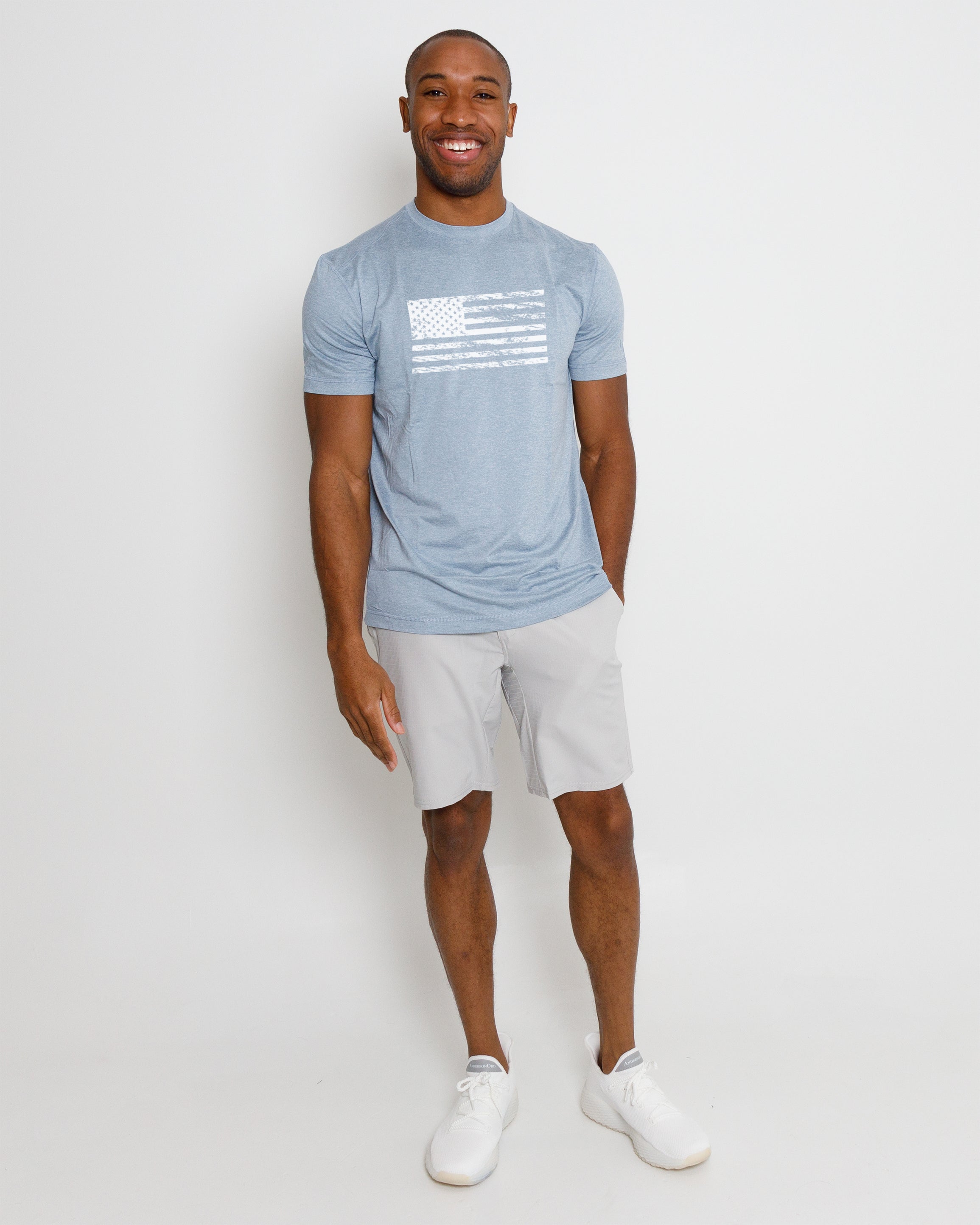 Butter T Vintage Flag - Blue Fog Heather