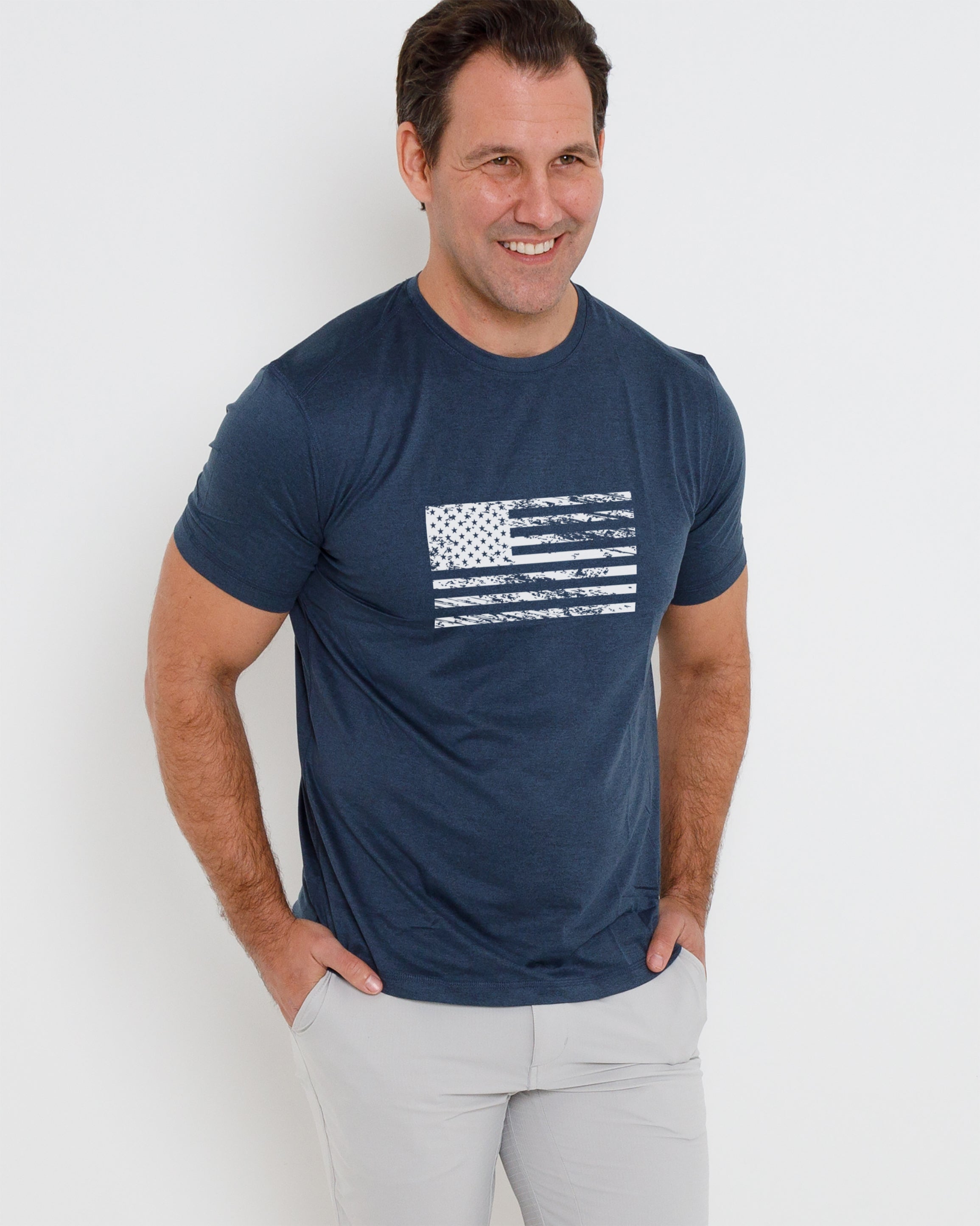 Butter T Vintage Flag - Navy Heather