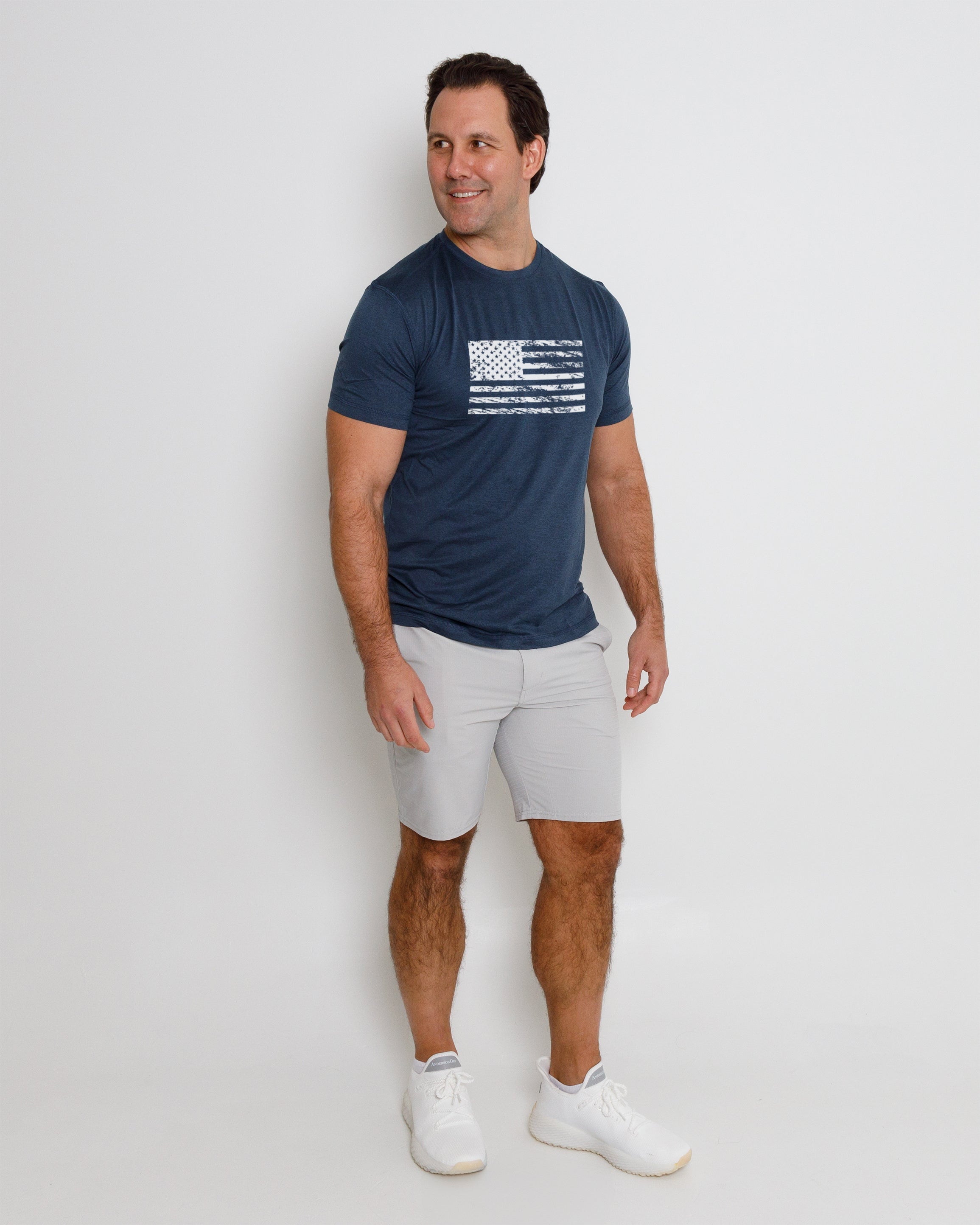 Butter T Vintage Flag - Navy Heather