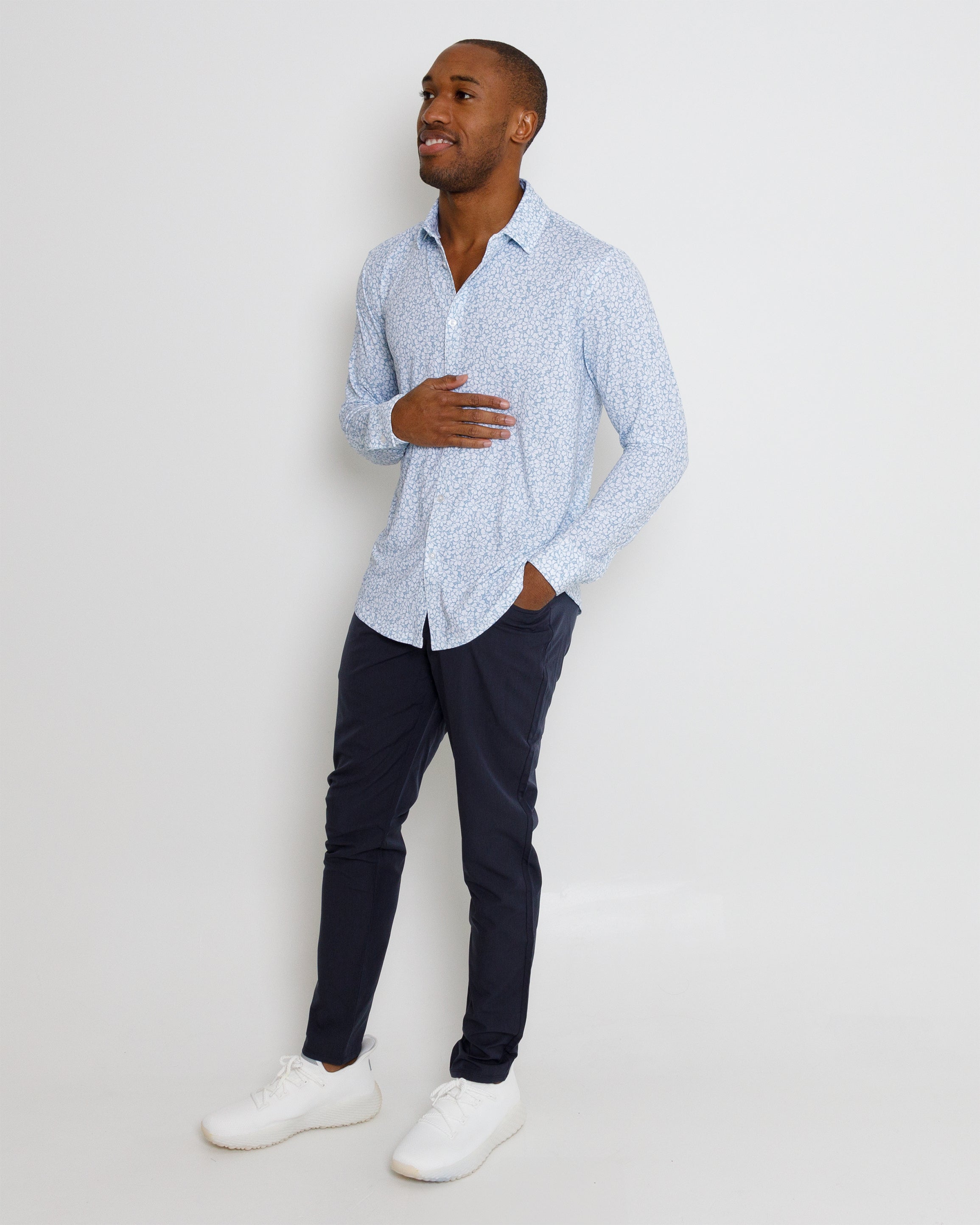 Button Down - Blue Fog Poppy