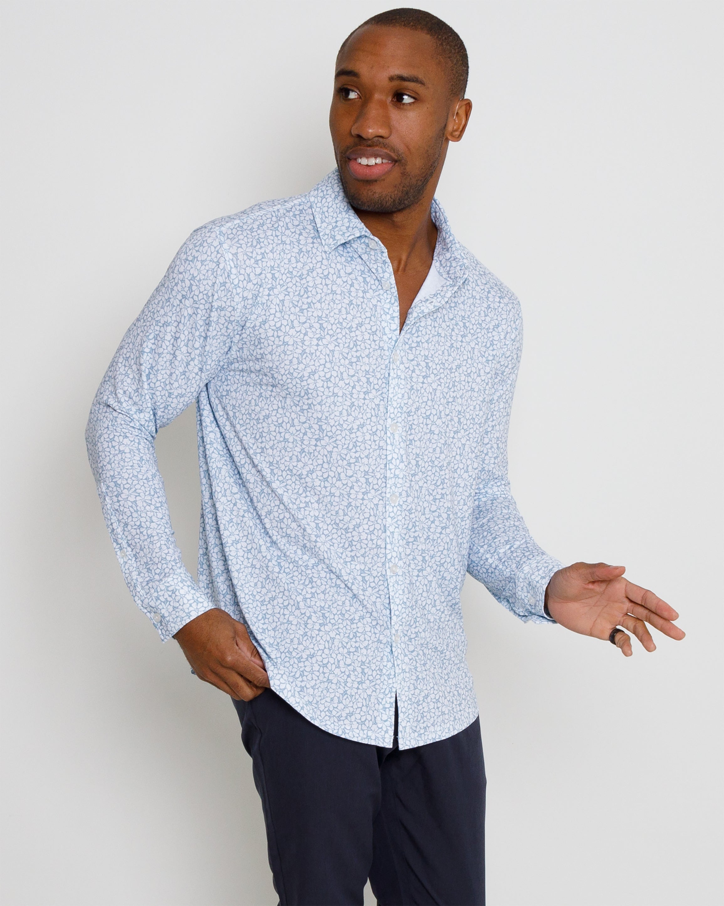 Button Down - Blue Fog Poppy