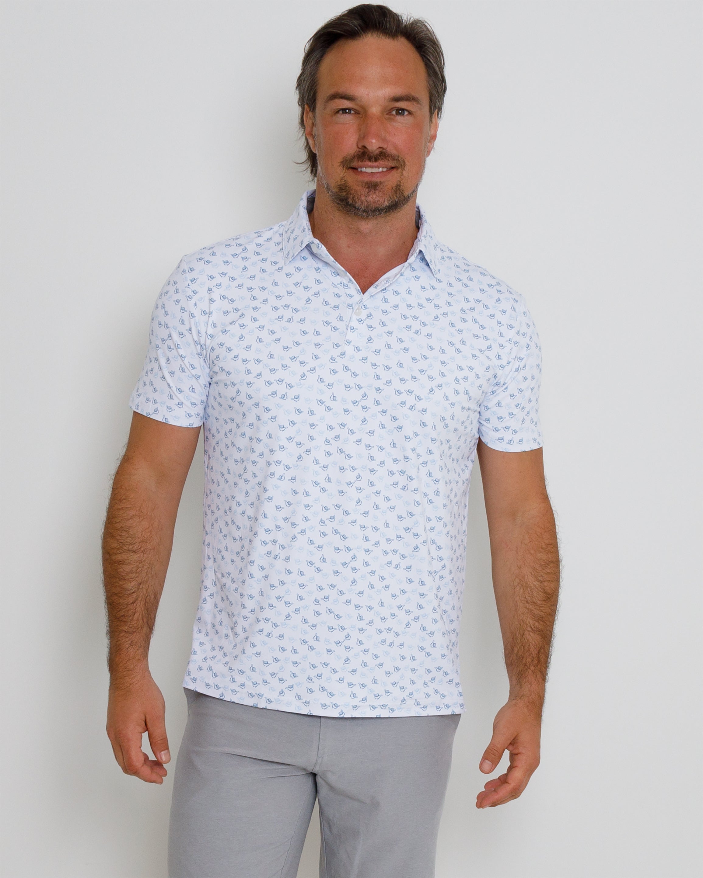 Chiller Polo - White/Laguna Blue/Sky