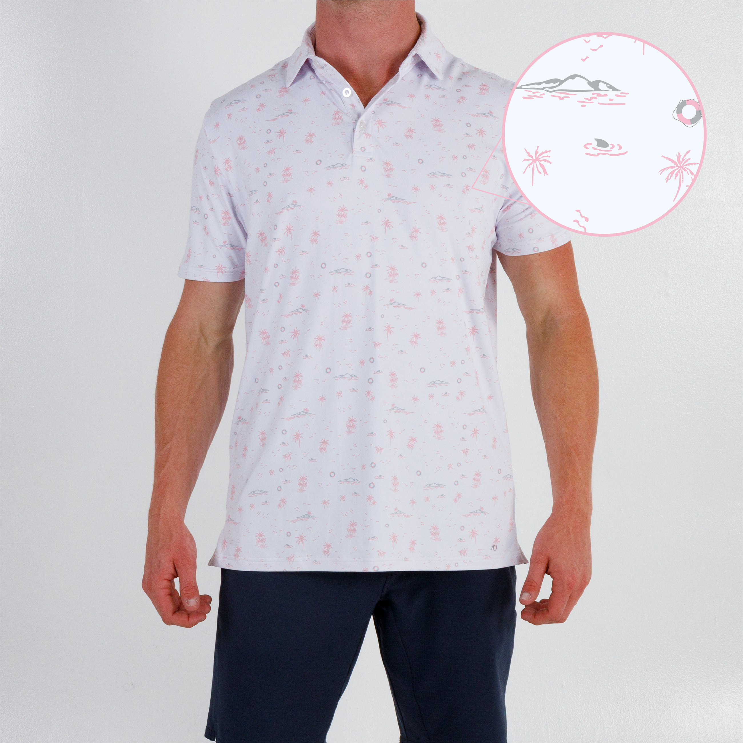 Coast Polo - White/Orchid Pink