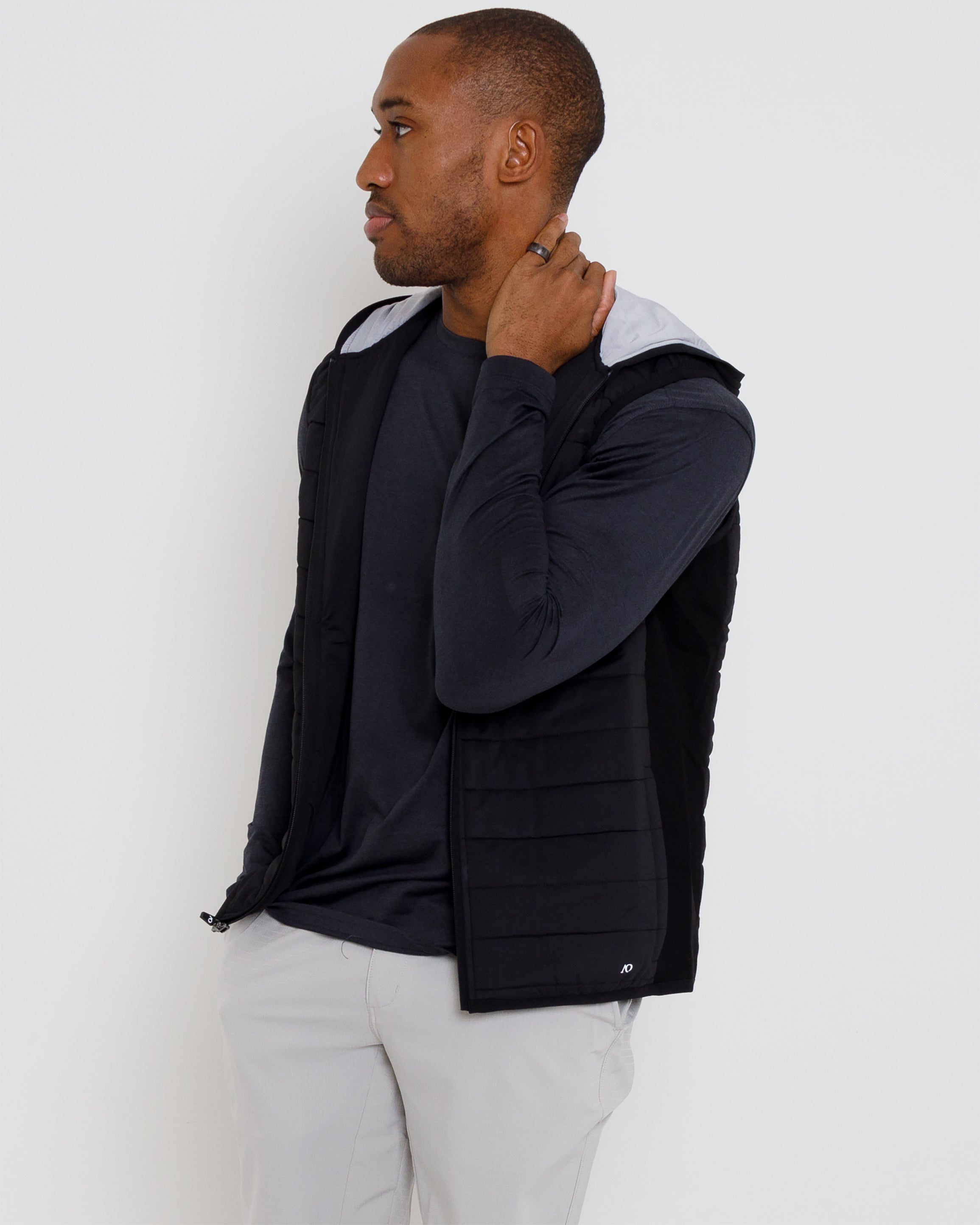 Corlys Hooded Vest - Black/Grey Heather