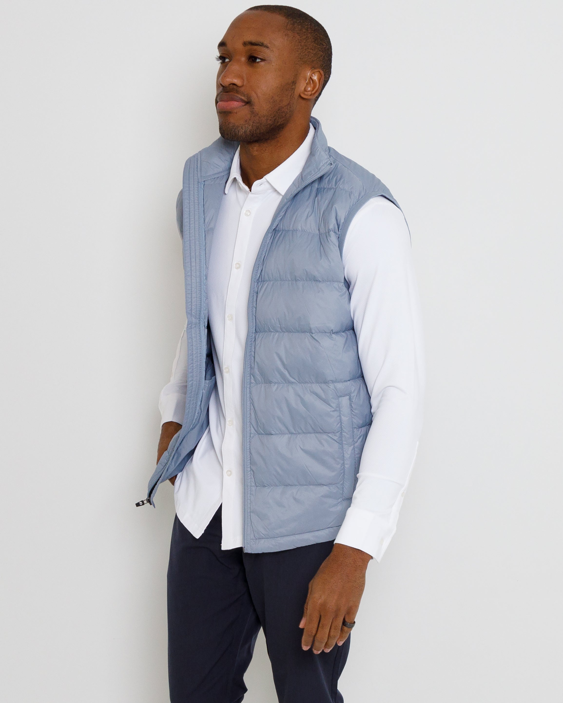 Down Vest - Dusty Blue