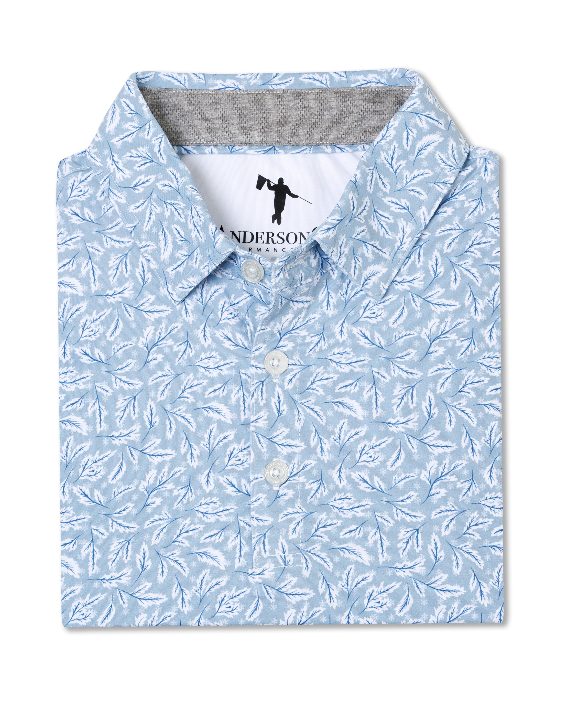 Frosted Leaves Polo - Blue Fog/White/Federal Blue