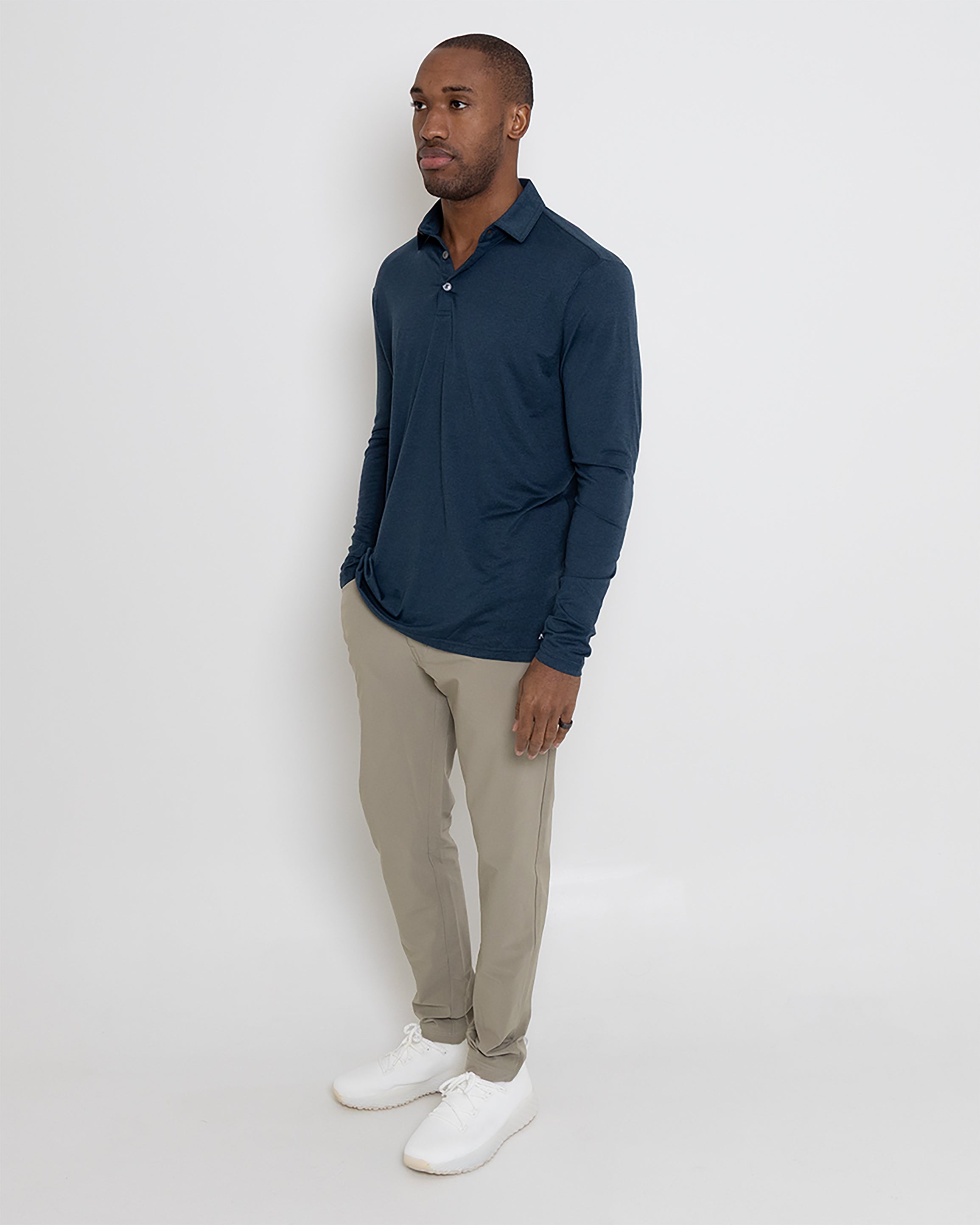 Gamer Long Sleeve Polo - Navy Heather