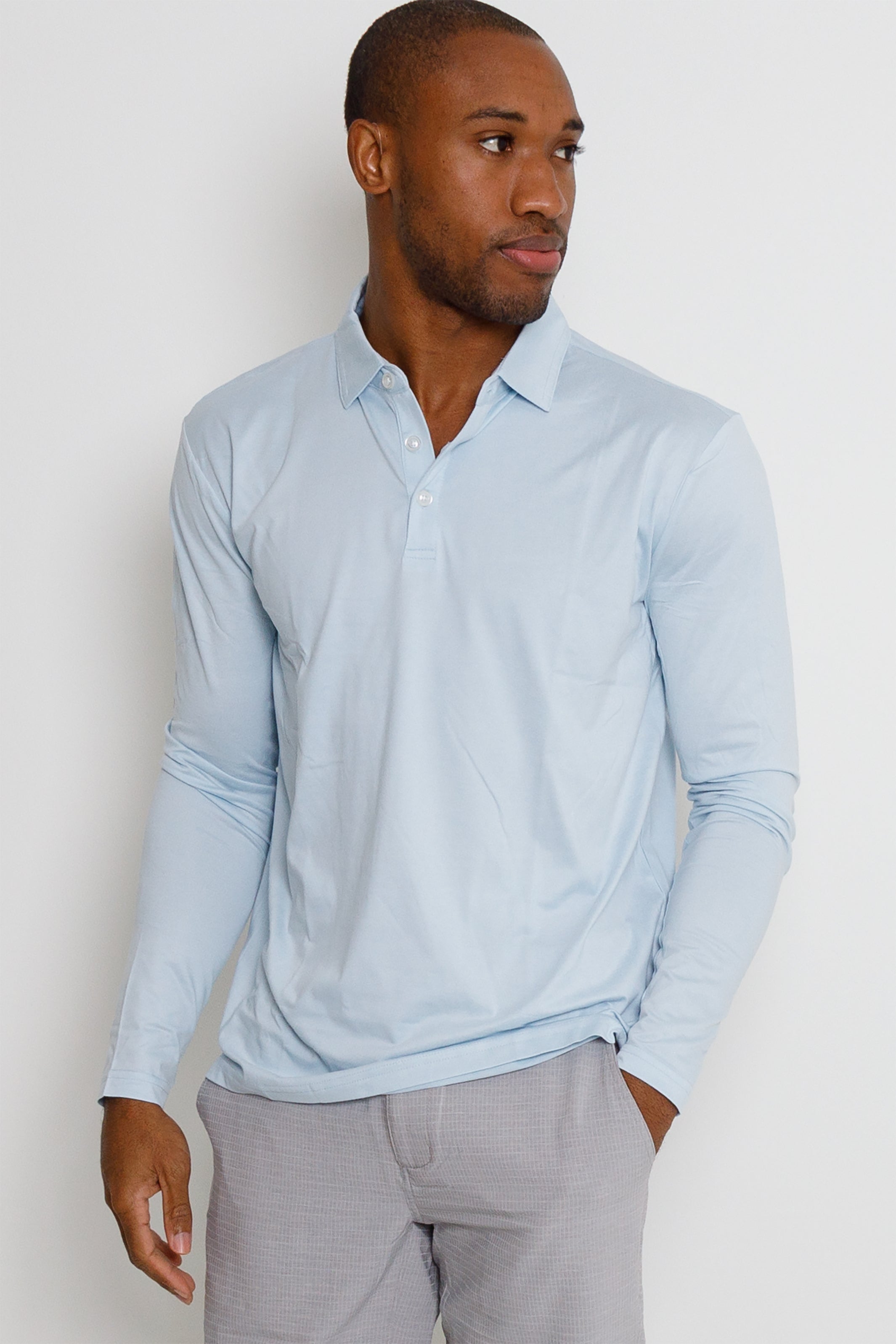 Gamer LS Polo - Sky Heather