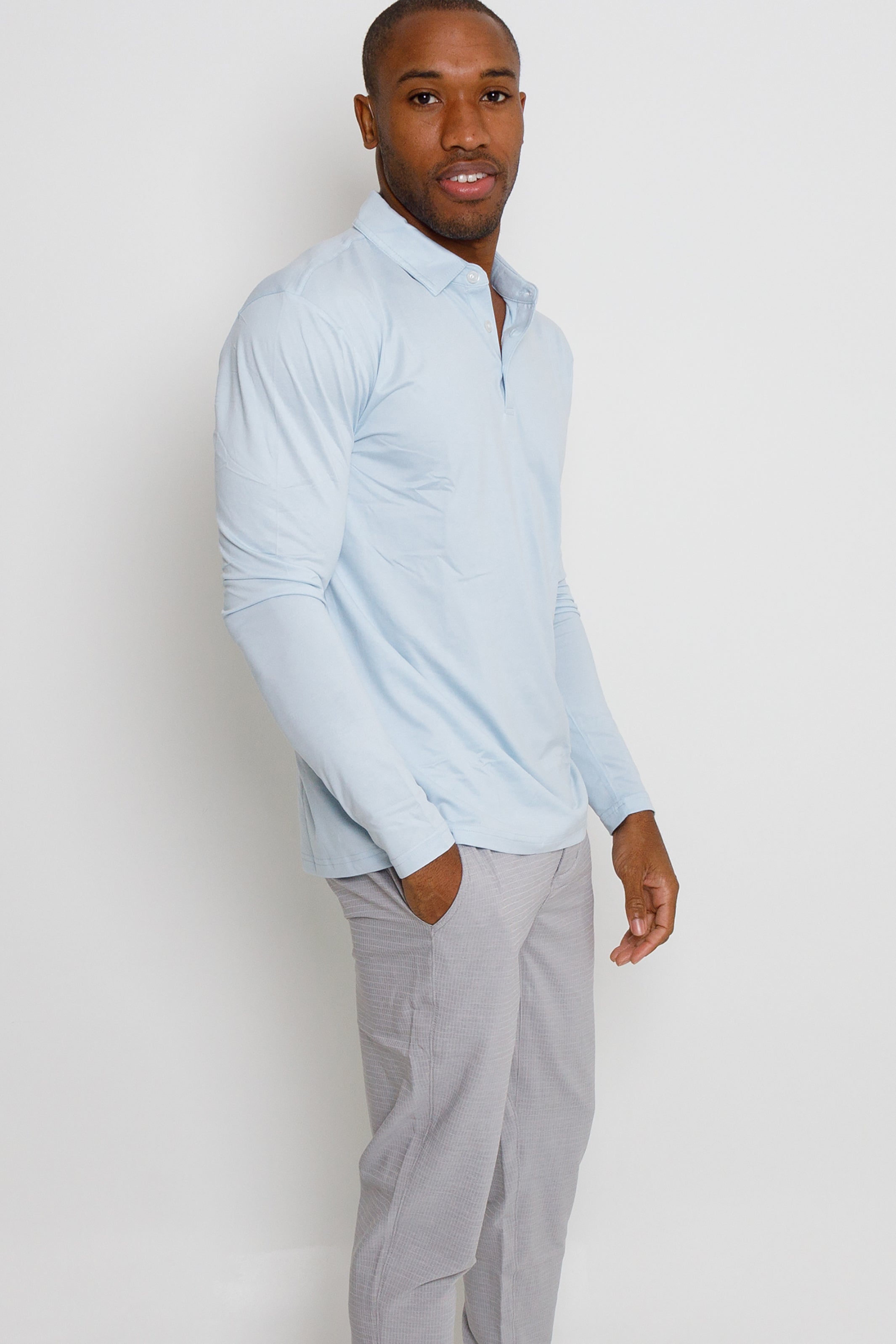 Gamer LS Polo - Sky Heather