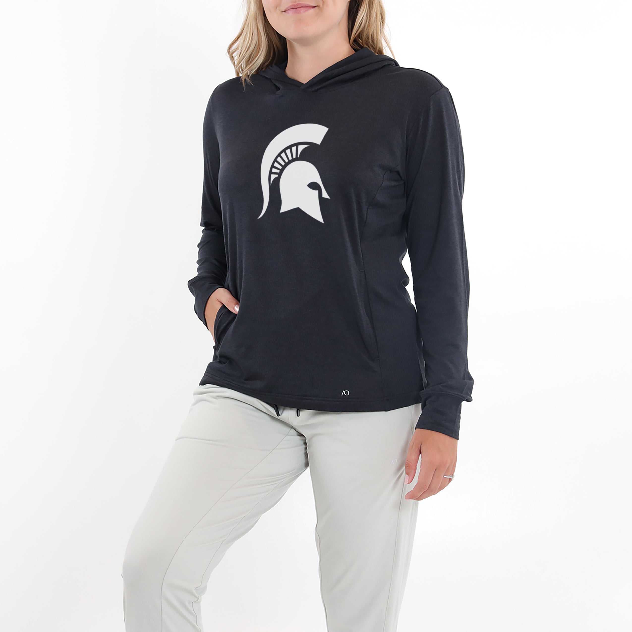 Ladies Blacks Beach Hoodie MSU - Black Heather