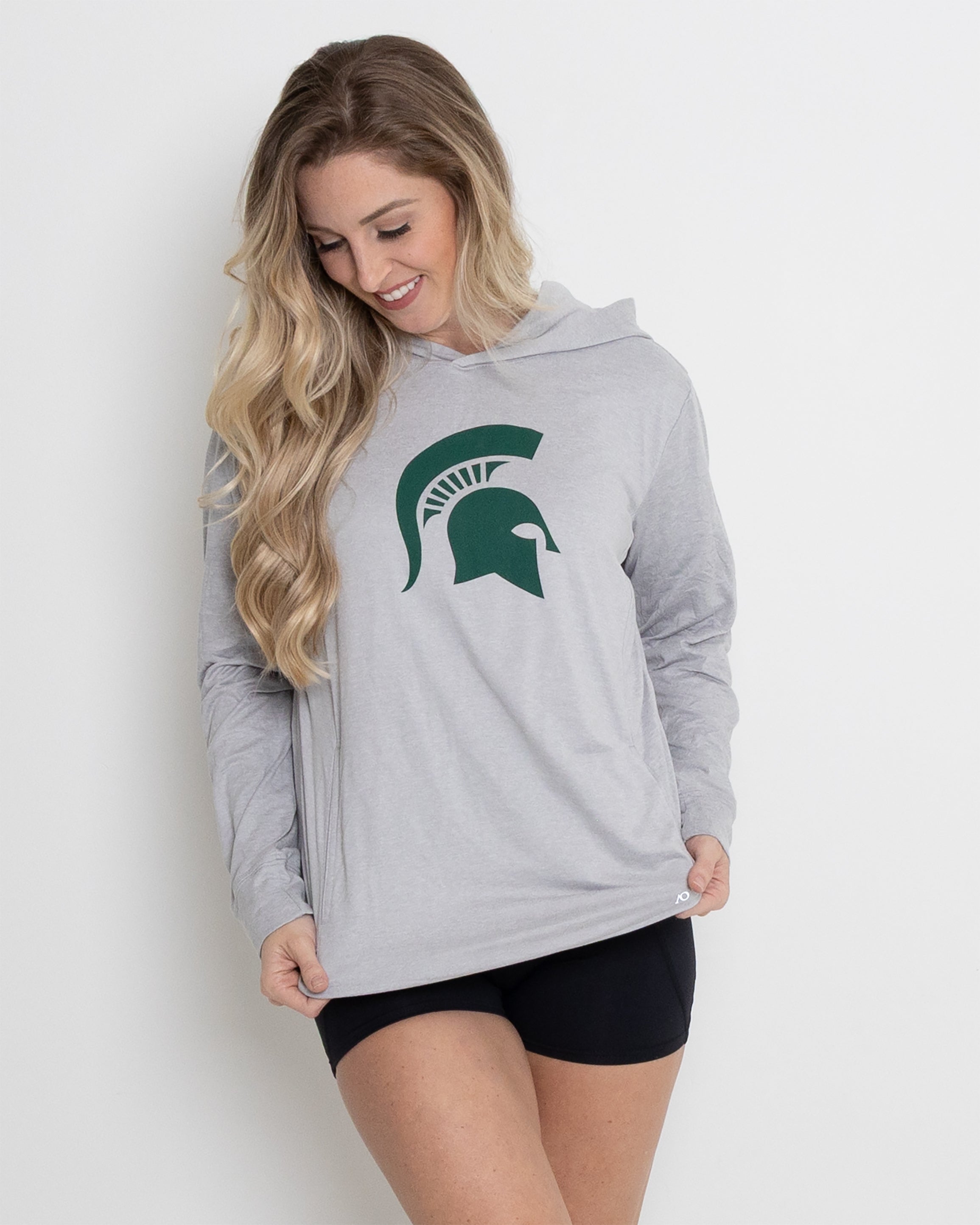 Women Blacks Beach Hoodie MSU - Steel Heather