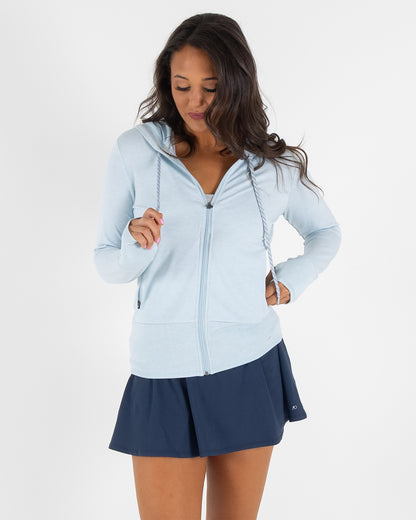 Lux Crop Hoodie - Omphalodes Heather
