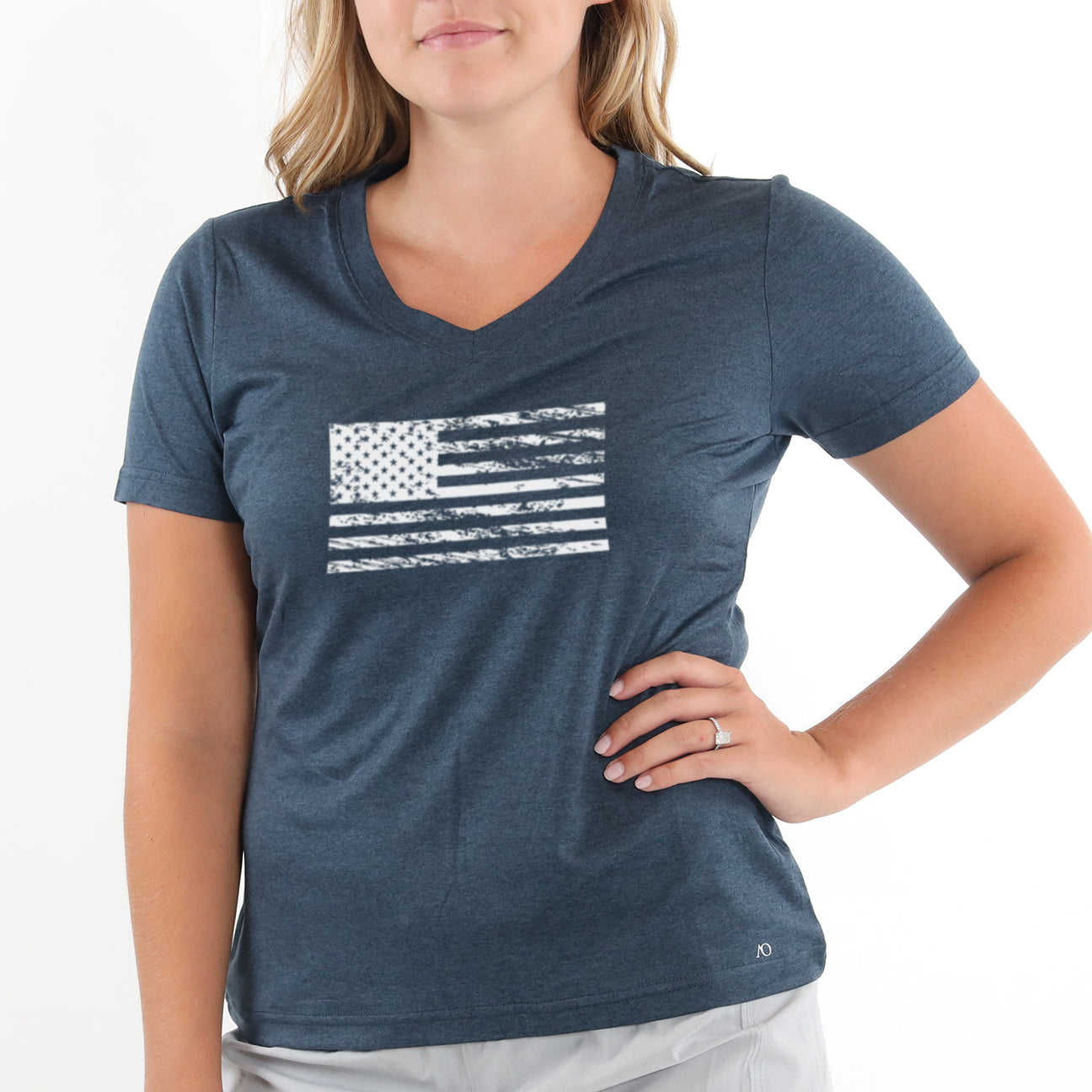 Lady Butter T Vintage Flag - Navy Heather