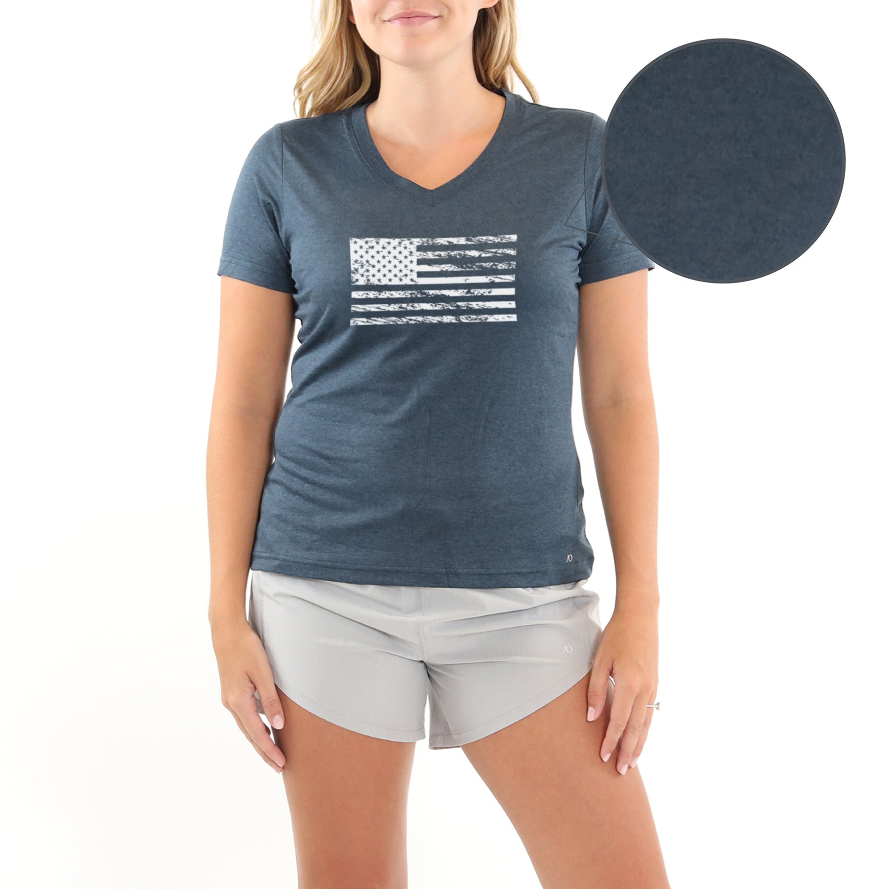 Lady Butter T Vintage Flag - Navy Heather