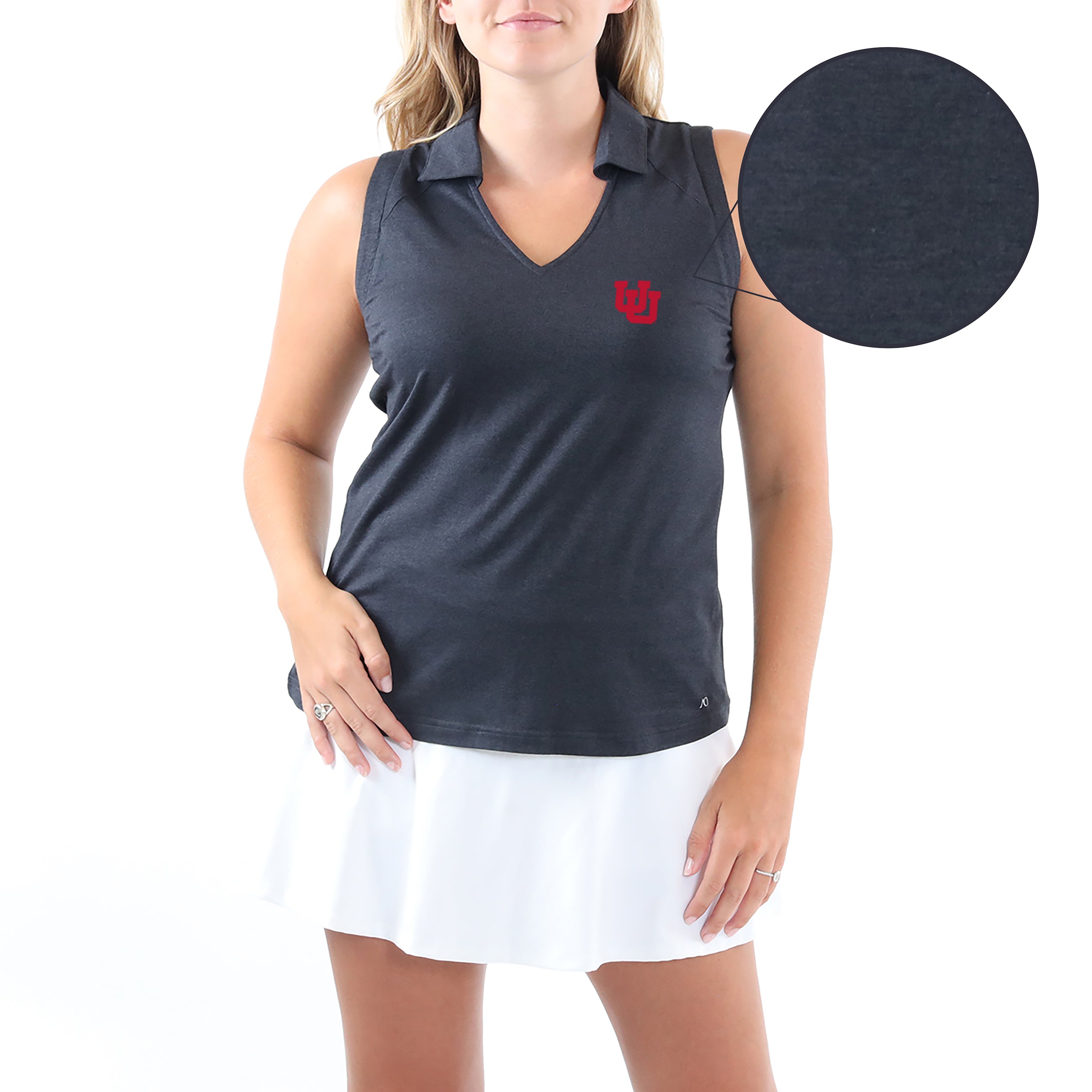 Lady Gamer Sleeveless Polo Utah - Black Heather