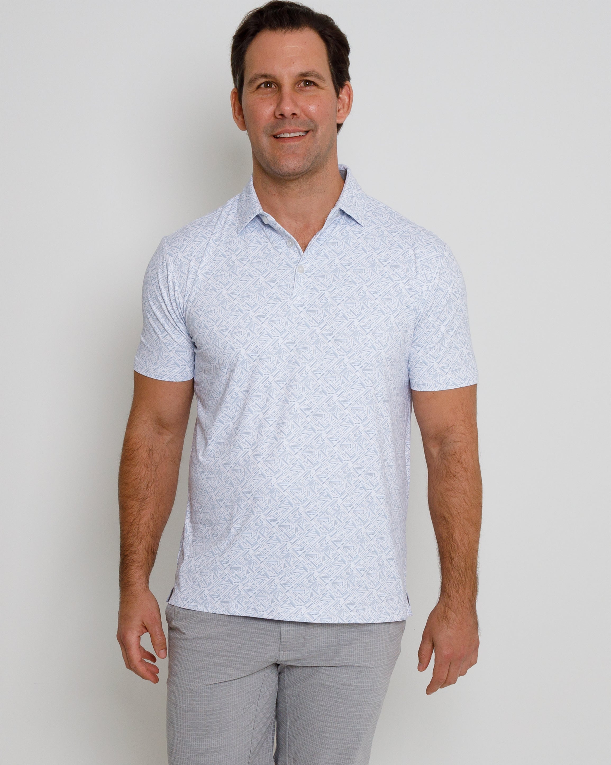 Longboard Polo - White/Dusty Blue/Lotus