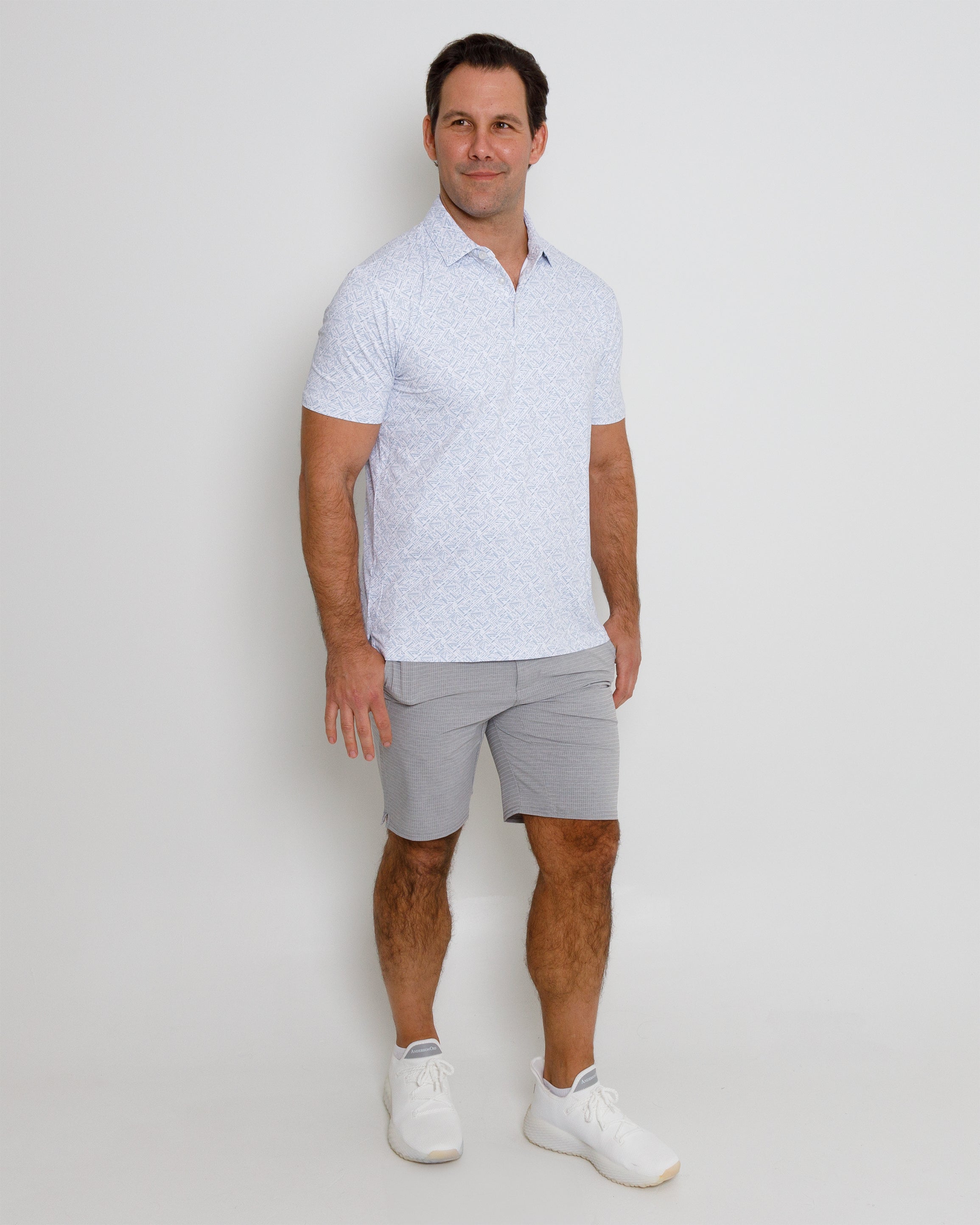 Longboard Polo - White/Dusty Blue/Lotus