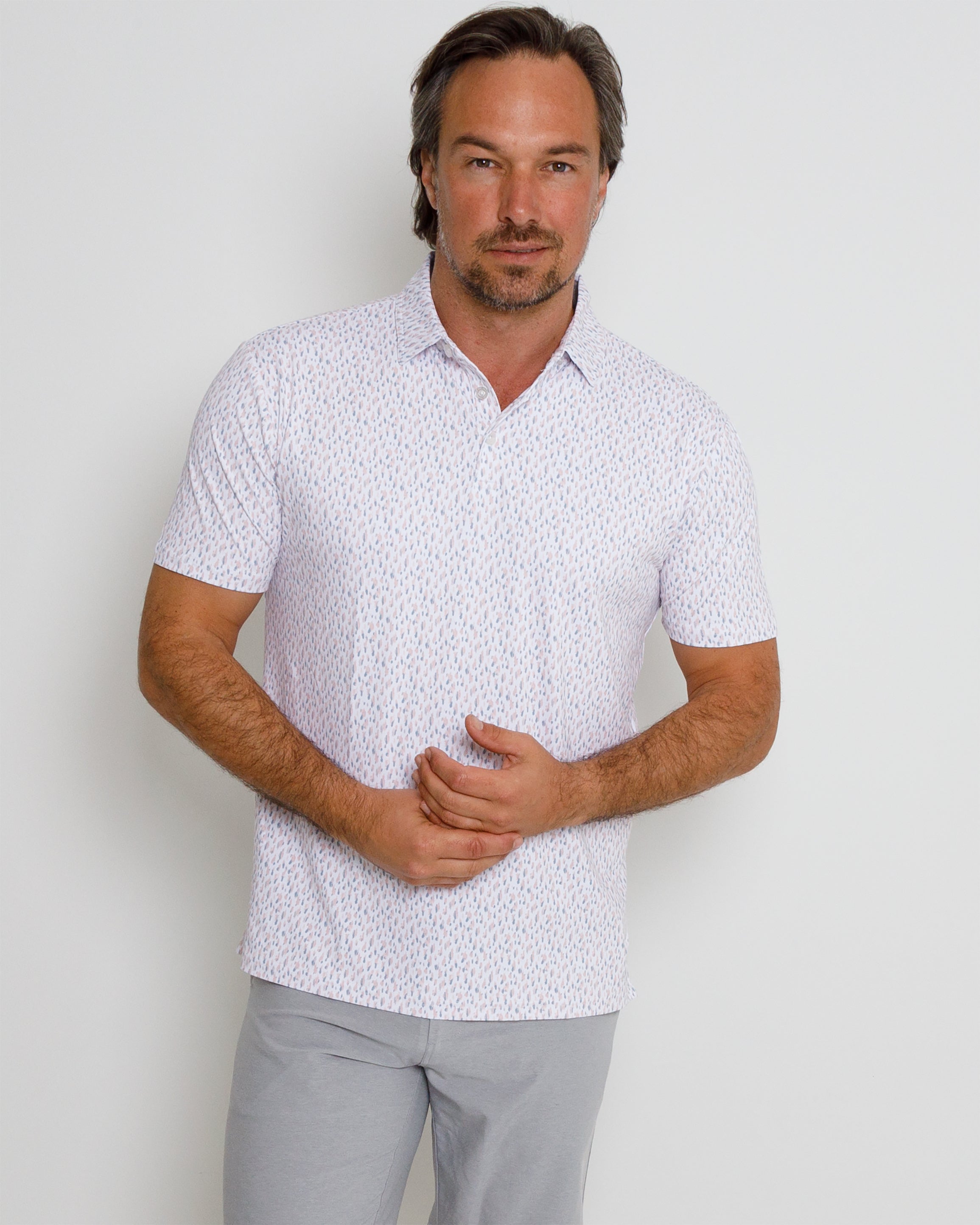 Mist Polo - White/Lotus/Dusty Blue