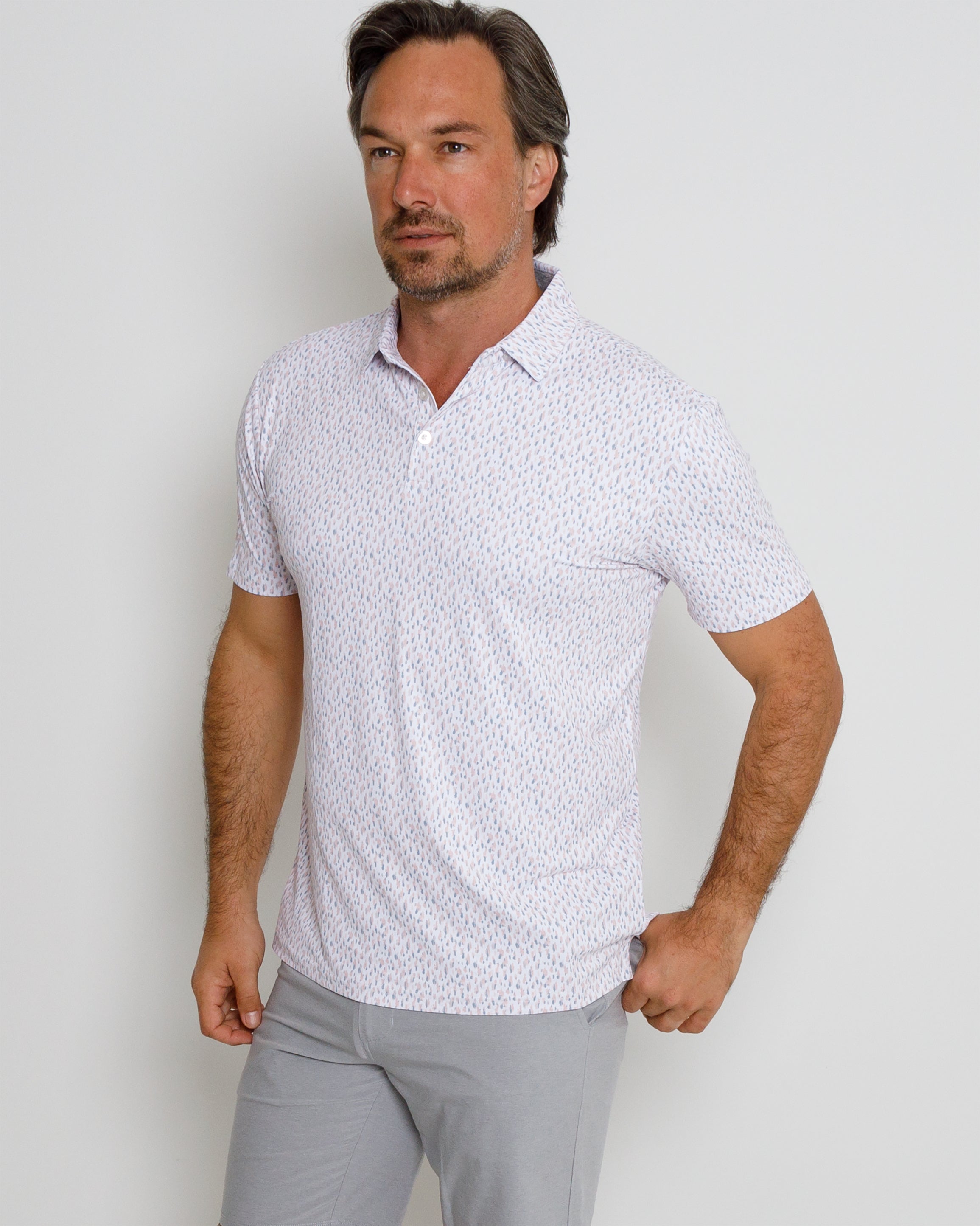 Mist Polo - White/Lotus/Dusty Blue