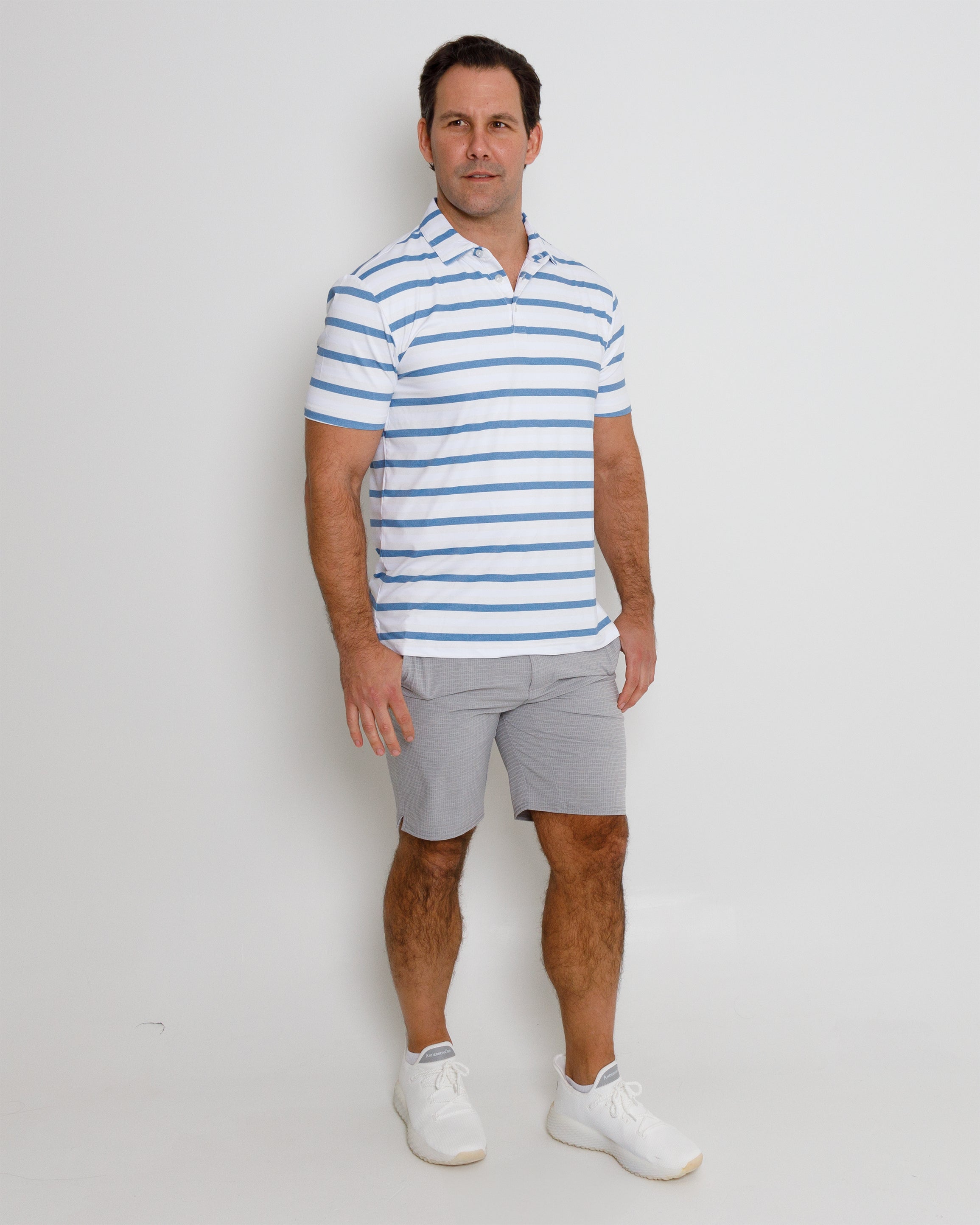 Multi Stripe Polo - Creme/Laguna Blue/White