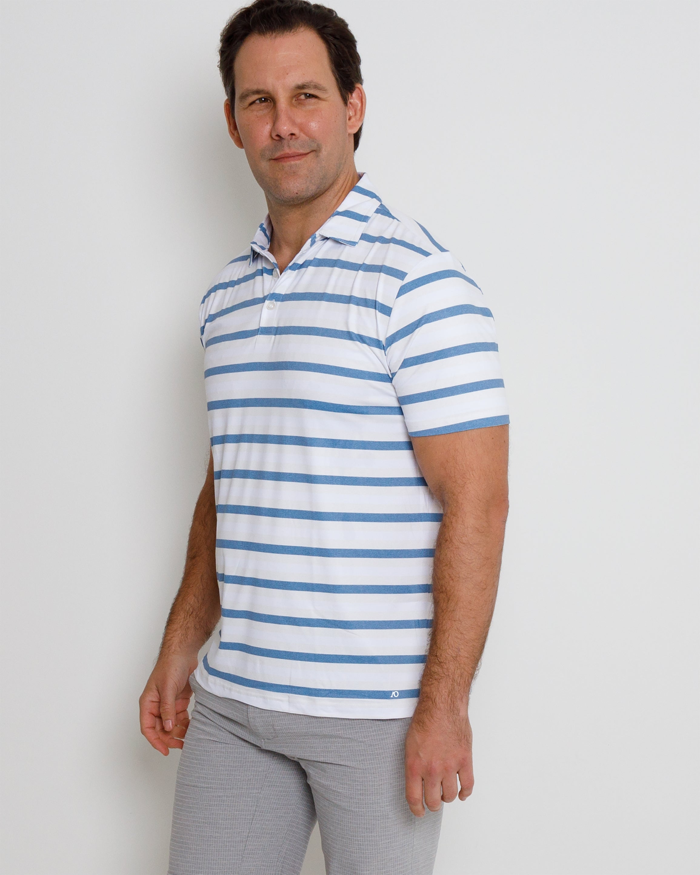 Multi Stripe Polo - Creme/Laguna Blue/White