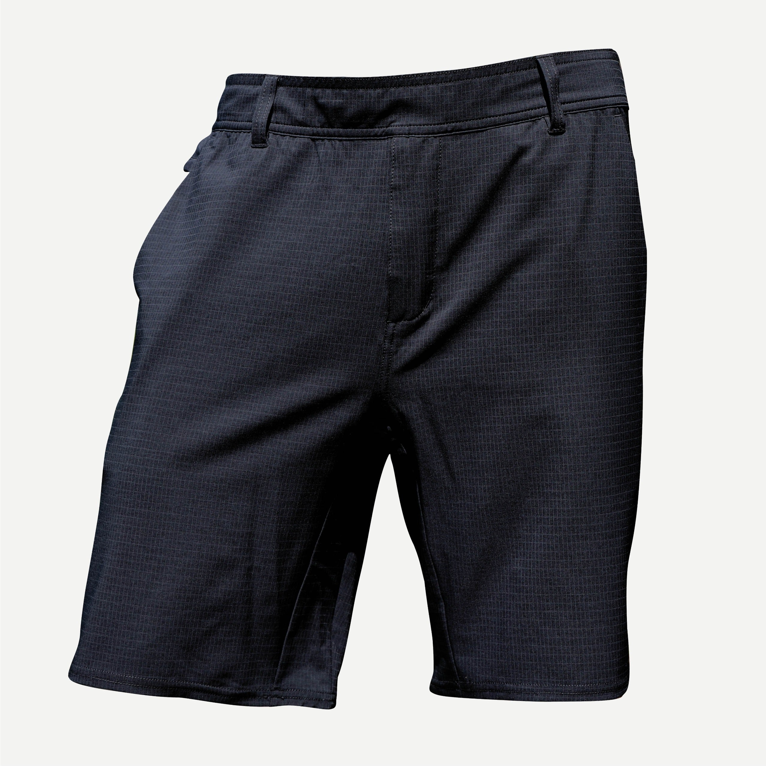 the best golf shorts in black on a blank background. made with lightweight breathable fabric for great performance.