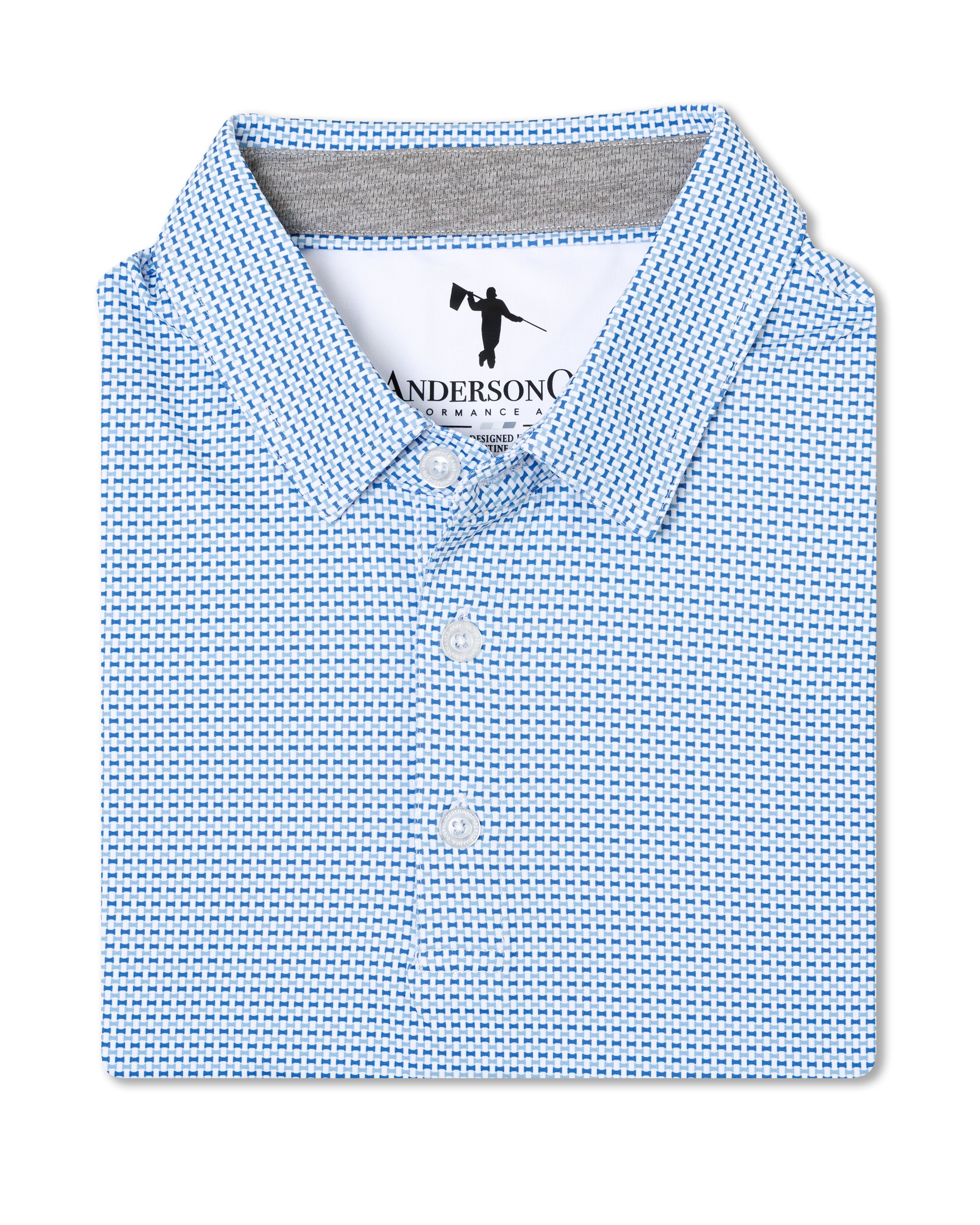 The Em Polo - White/Federal Blue/Blue Fog