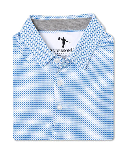 The Em Polo - White/Federal Blue/Blue Fog
