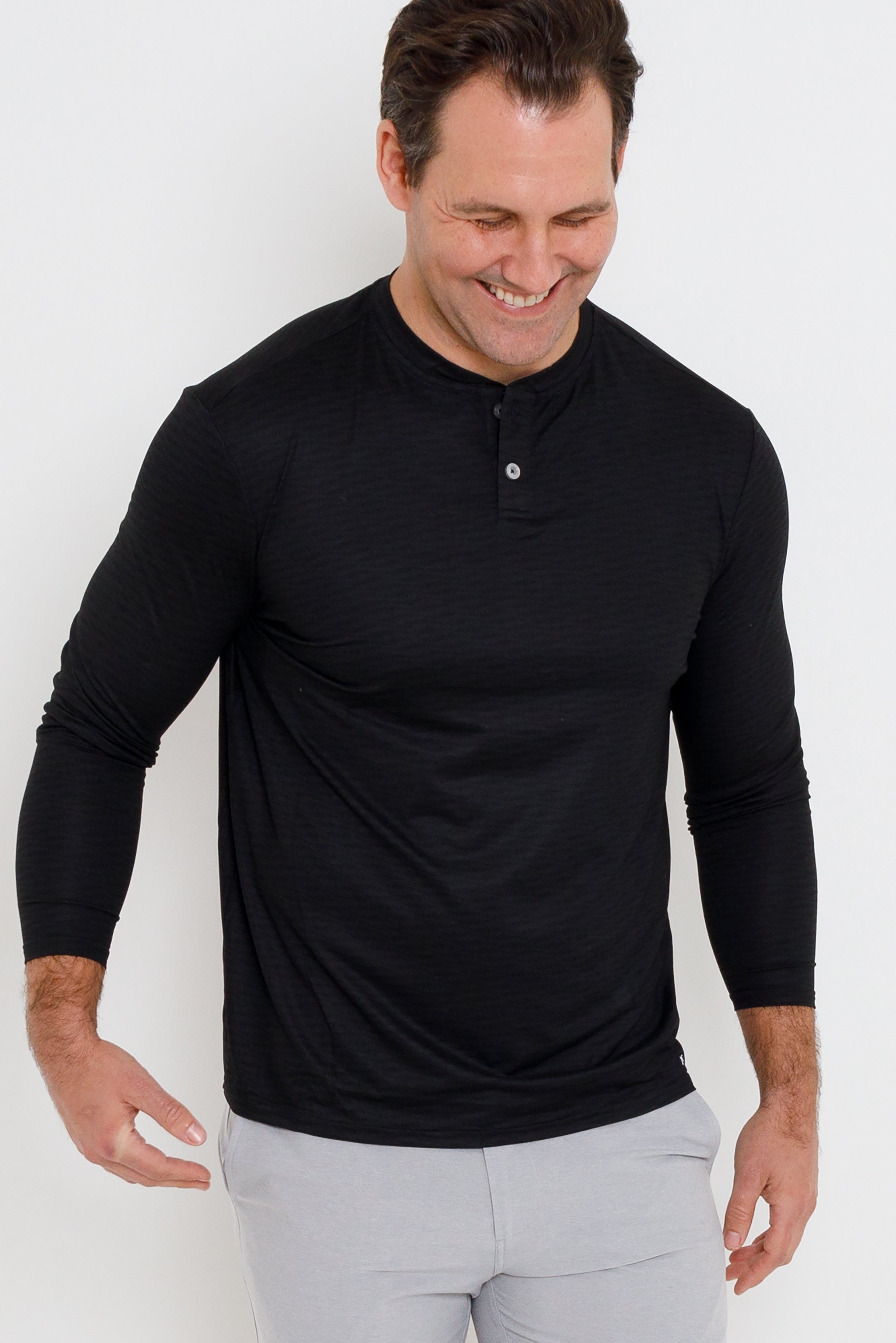 Wave LS Henley - Black Heather