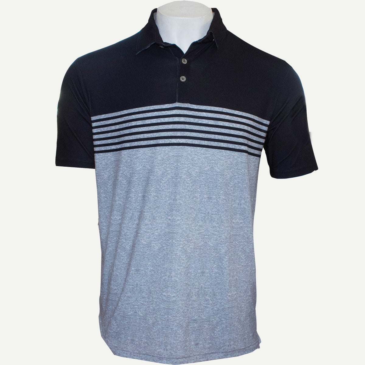 SWELL POLO - BLACK/GREY HEATHER