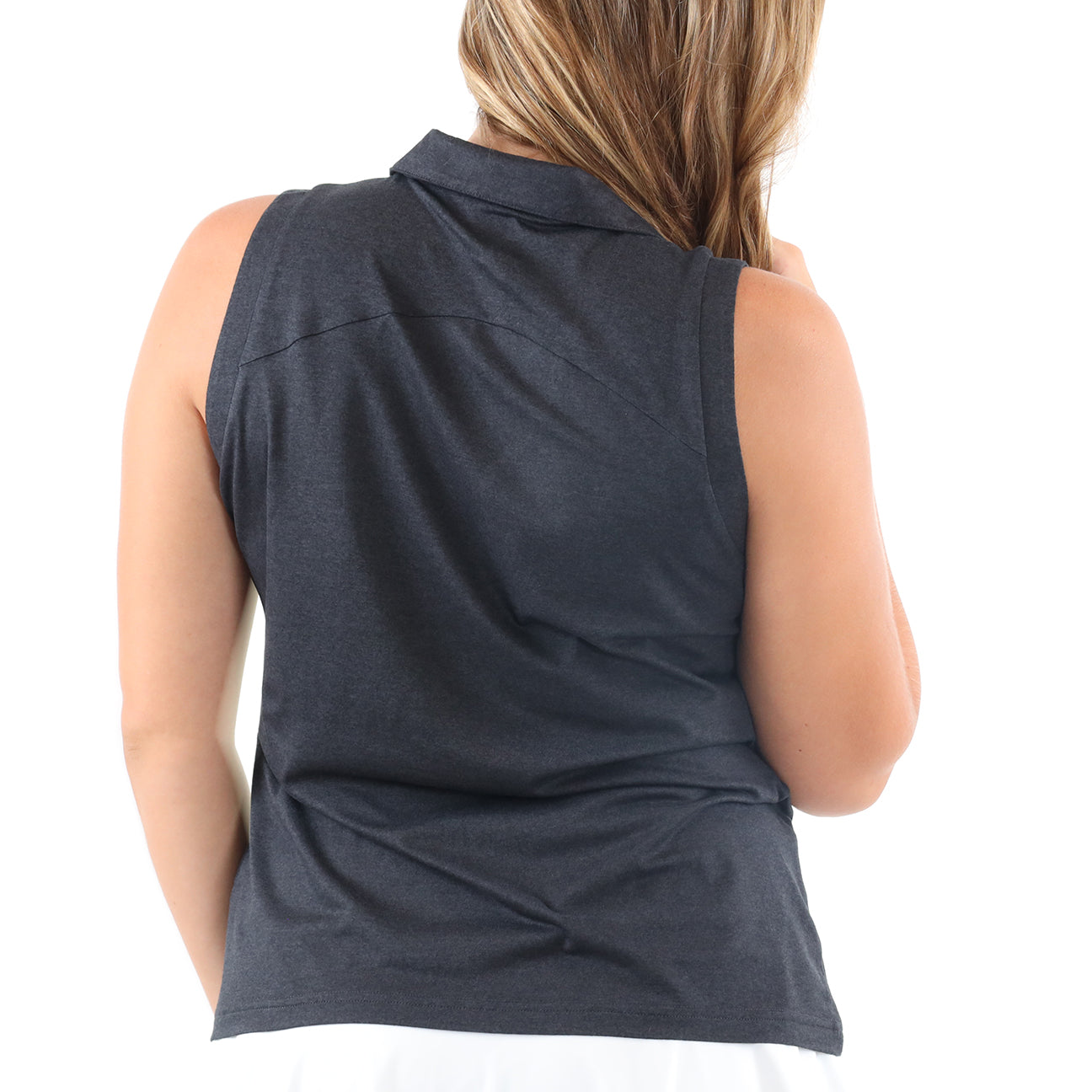 Lady Gamer Sleeveless Polo - Black Heather