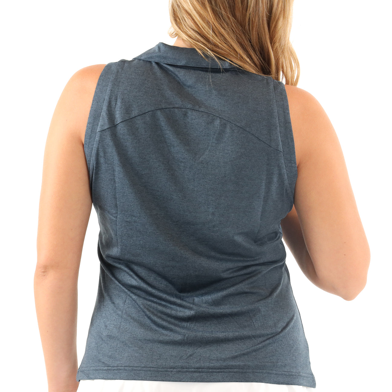 Lady Gamer Sleeveless Polo - Navy Heather