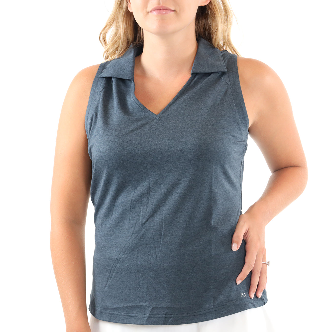 Lady Gamer Sleeveless Polo - Navy Heather