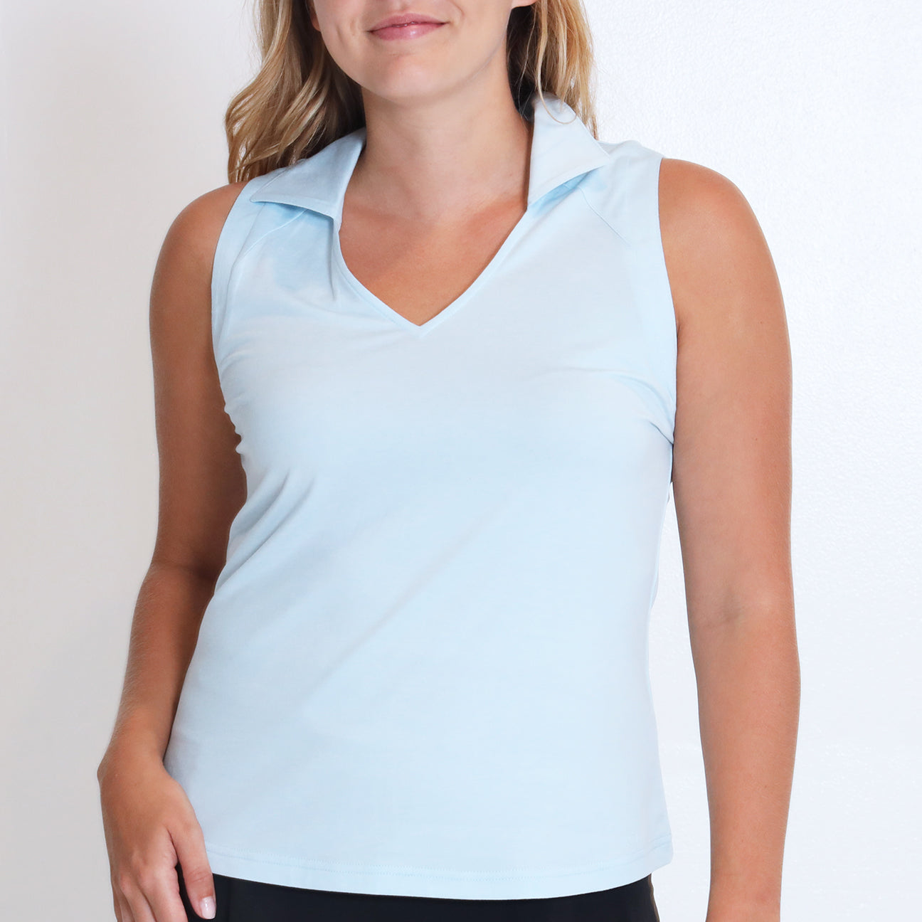 Lady Gamer Sleeveless Polo - Sky Heather