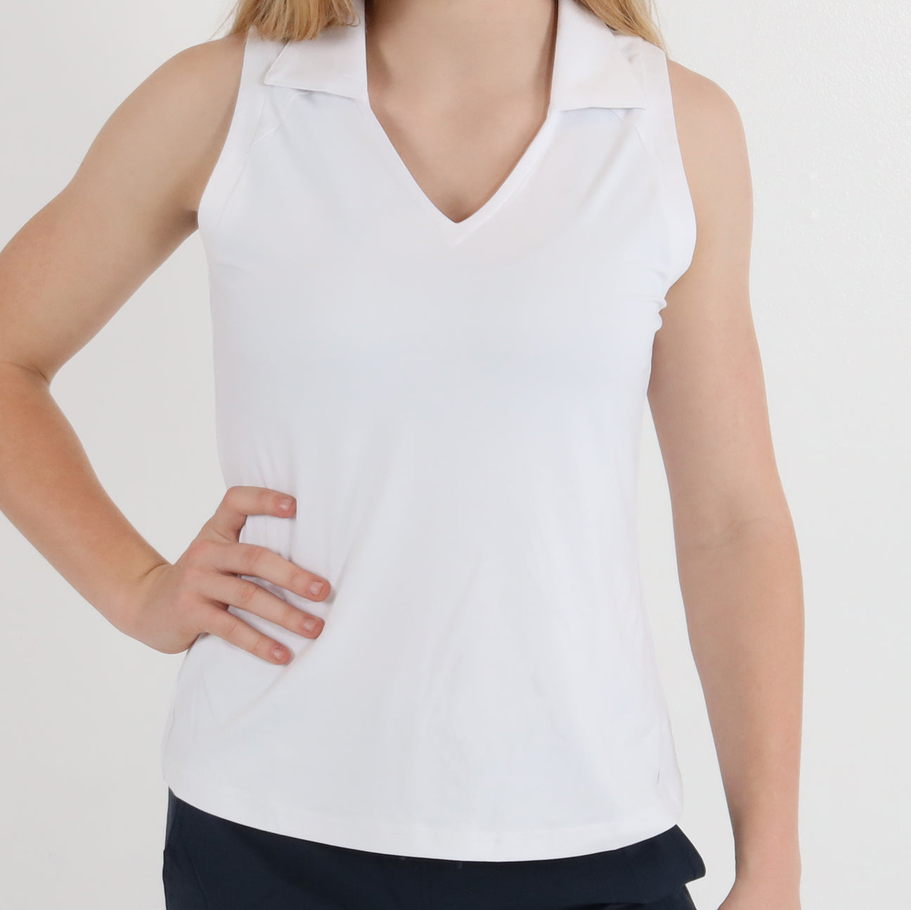 Lassie Sleeveless Polo - White